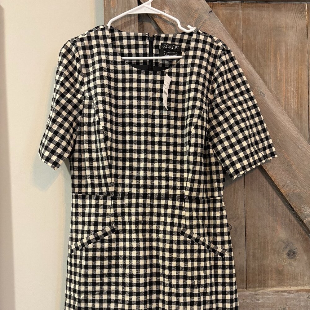 J.Crew Italian Stretch Wool Gingham Dress | Size 12 | NWT